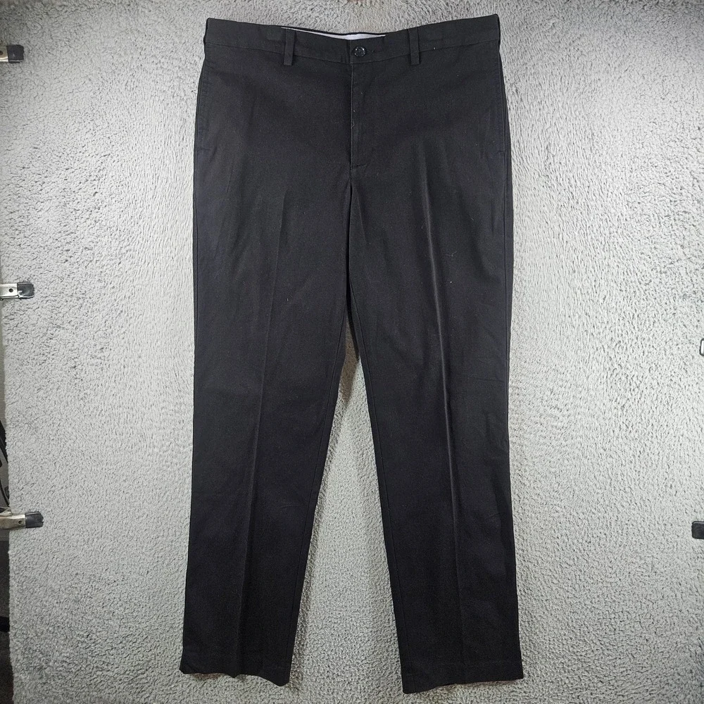 Savane Ultimate Performance Chino Mens 34x32 Black Flat Front Stretch Pants‎ NEW
